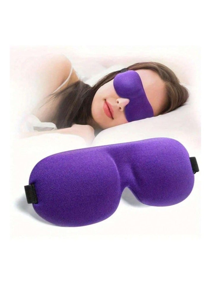 قناع نوم محيطي ثلاثي الابعاد مع شكل محيطي وشريط راس قابل للتعديل، مناسب للنوم واليوغا والسفر (ارجواني) - Image 1