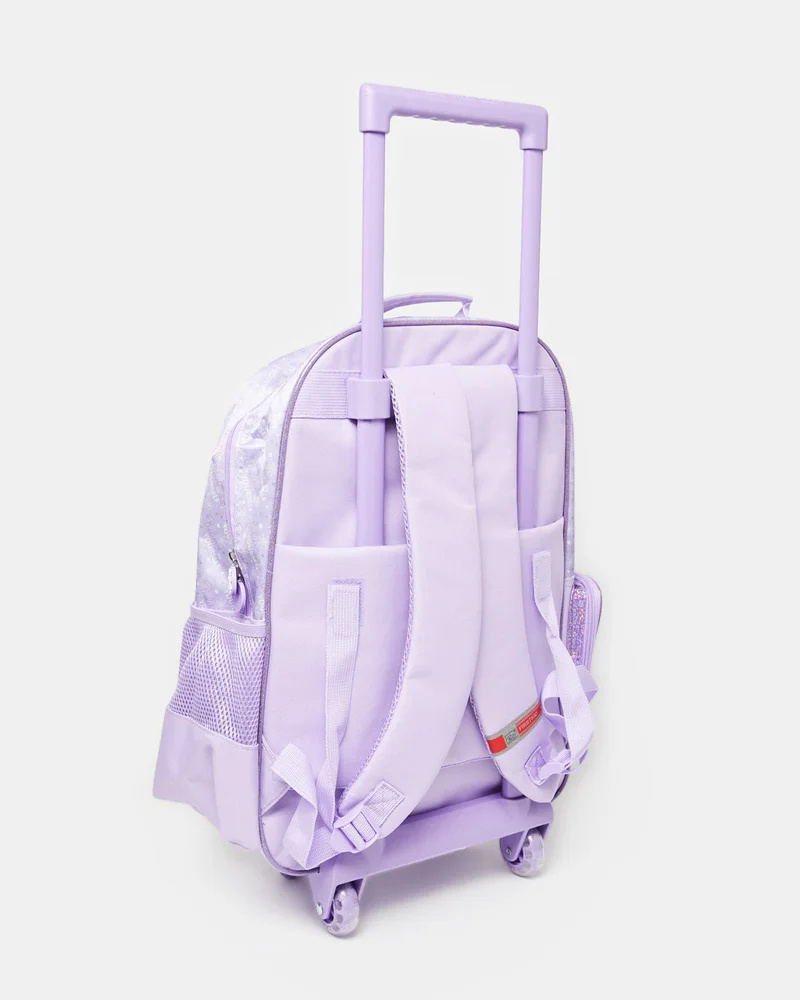 Redtag Girls Purple Frozen Kids Trolley Bag (18 Inch)