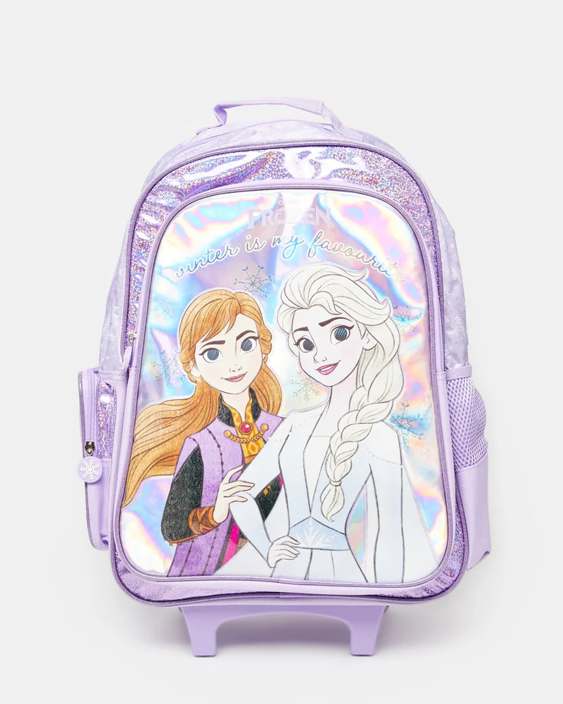 Redtag Girls Purple Frozen Kids Trolley Bag (18 Inch)