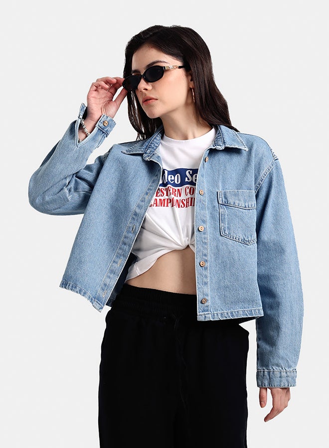 Carina Classic Cropped Denim Jacket  - Image 2