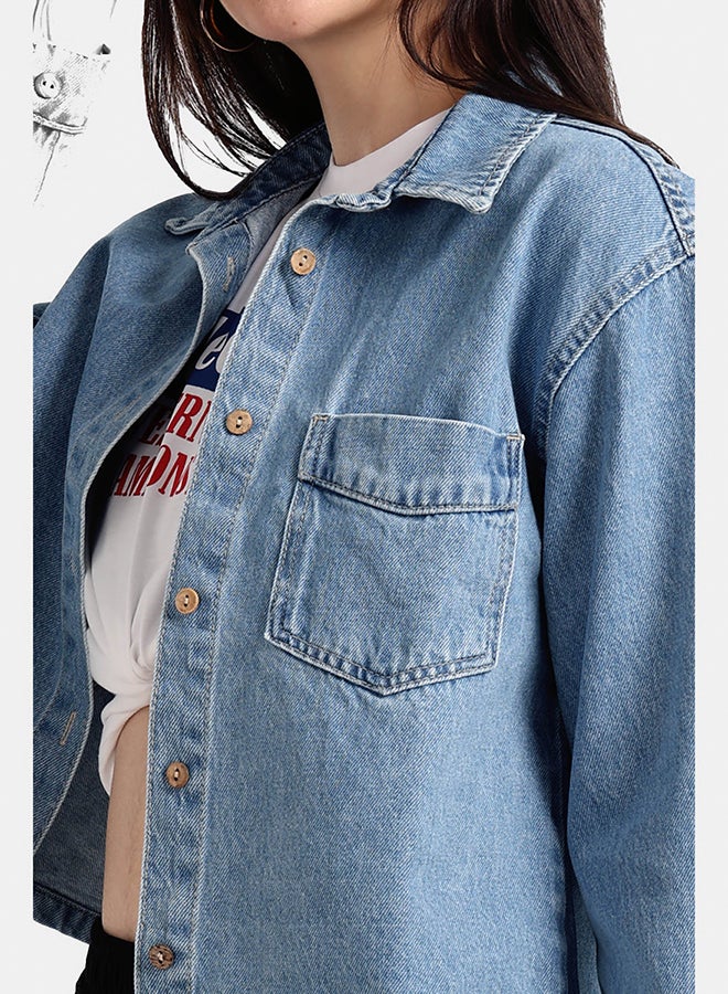 Carina Classic Cropped Denim Jacket  - Image 4