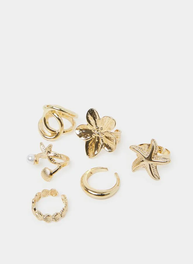 ستايلي Set of 6 - Textured Cuff Rings