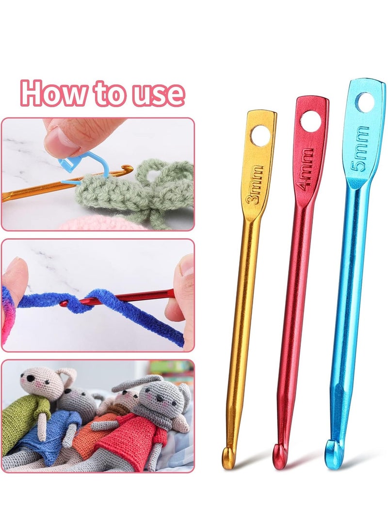 SYOSI 6Pcs Crochet Hook Keychain, 3/4/5mm Portable Keychains Kit with 20pcs Plastic Colored Pins Marker Buckle Crafts Knitting Needle Tools for DIY Craft- Kits Beginners Adults - Image 2