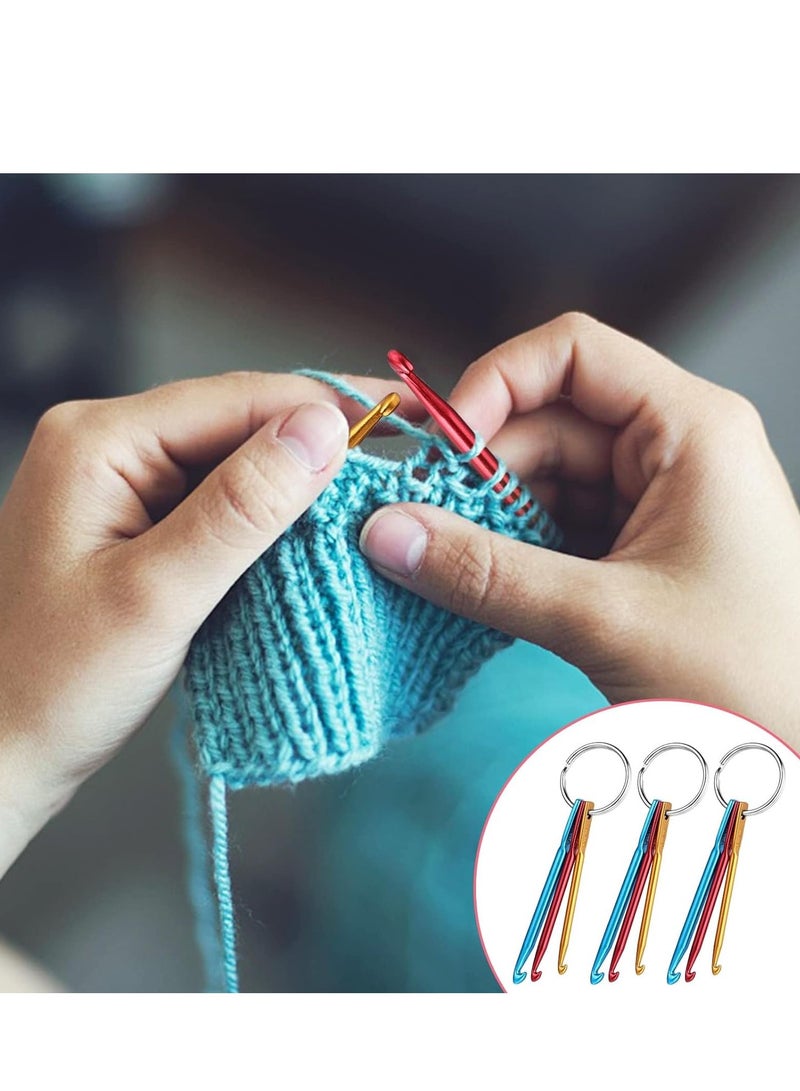 SYOSI 6Pcs Crochet Hook Keychain, 3/4/5mm Portable Keychains Kit with 20pcs Plastic Colored Pins Marker Buckle Crafts Knitting Needle Tools for DIY Craft- Kits Beginners Adults - Image 3