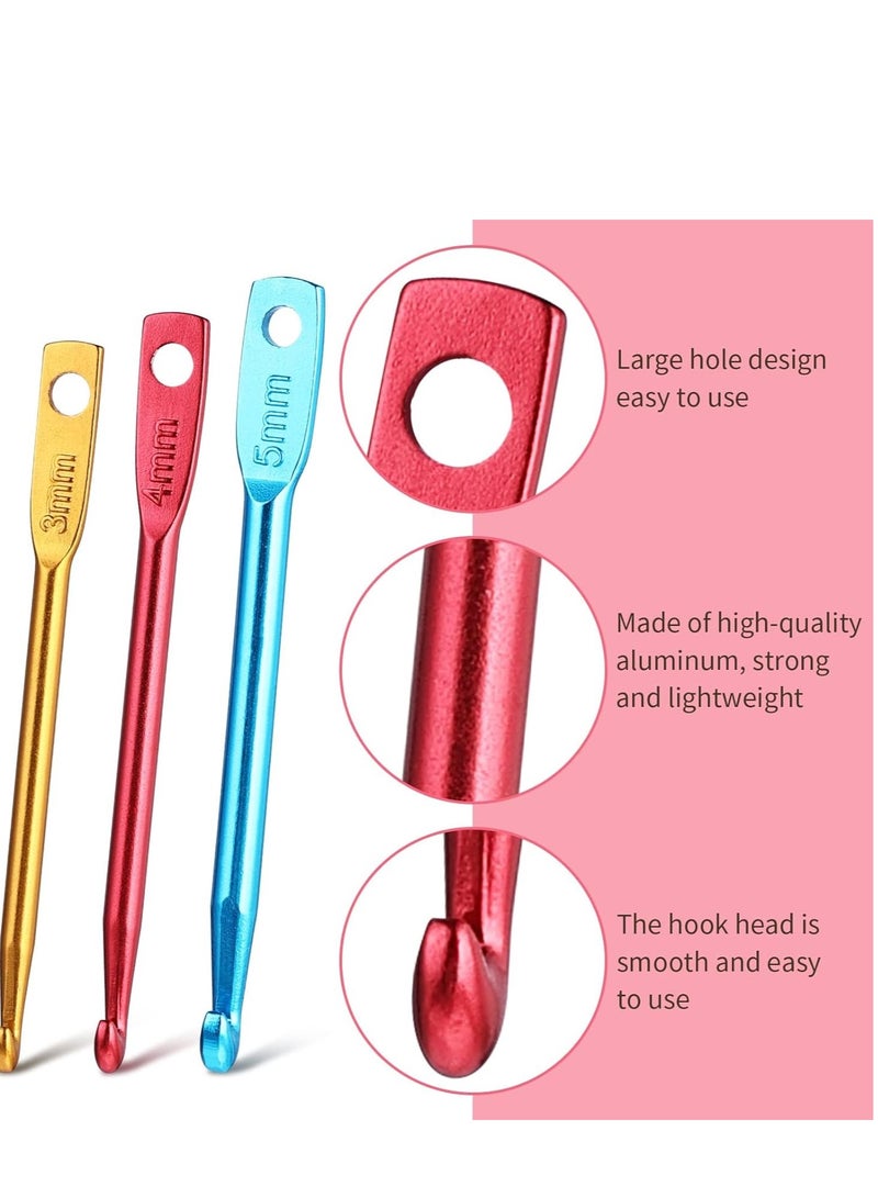 SYOSI 6Pcs Crochet Hook Keychain, 3/4/5mm Portable Keychains Kit with 20pcs Plastic Colored Pins Marker Buckle Crafts Knitting Needle Tools for DIY Craft- Kits Beginners Adults - Image 5