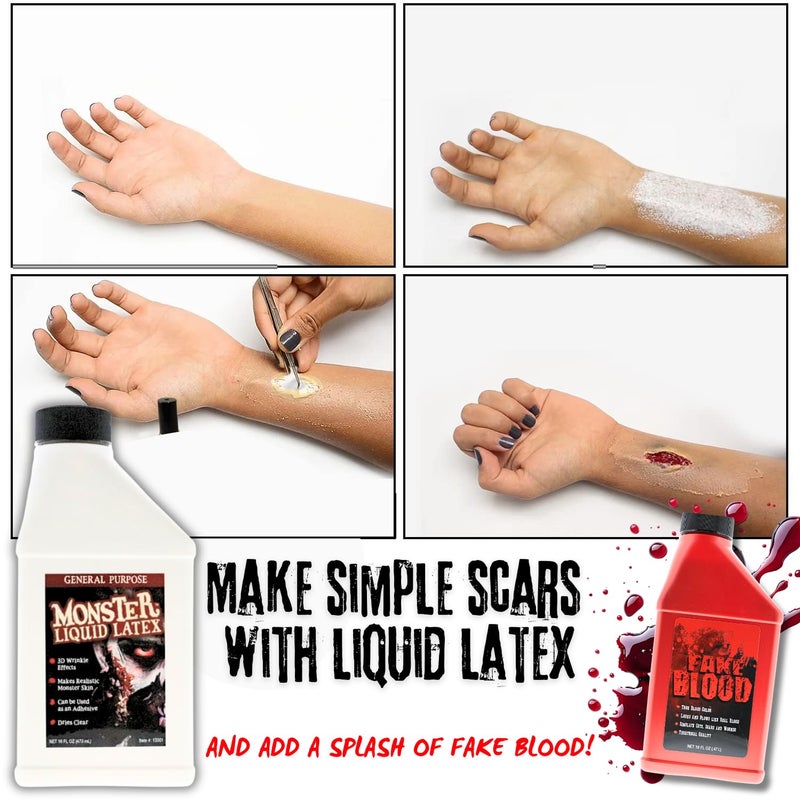 LLF Monster Liquid Latex - Dries CLEAR - Creates Zombie Skin and FX - Image 2