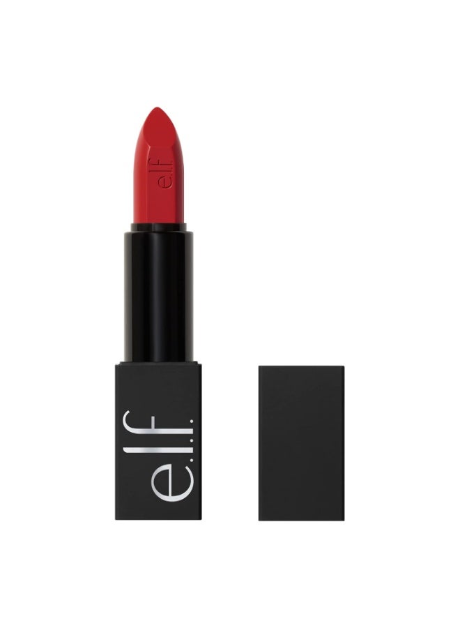 إلف أحمر شفاه e.l.f. O Face Satin Lipstick: غني بالأصباغ، كريمي القوام، مغذٍ ويدوم طويلاً، معزز بزيت الجوجوبا، نباتي ولم يُختبر على الحيوانات — خيار لن تندمي عليه. - Image 1