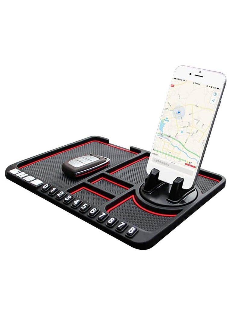 Car Dashboard Phone Mat,Multifunctional Anti Slip Car Dash Mat Temporary Parking Number Sign Panel Storage Pad - Image 1