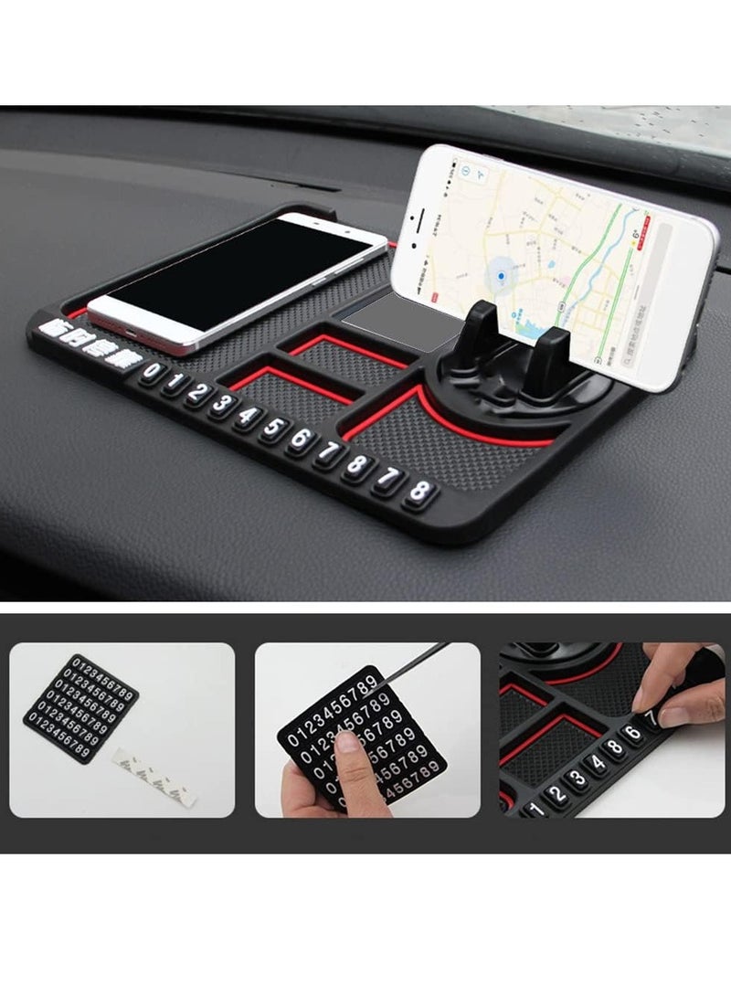 Car Dashboard Phone Mat,Multifunctional Anti Slip Car Dash Mat Temporary Parking Number Sign Panel Storage Pad - Image 2