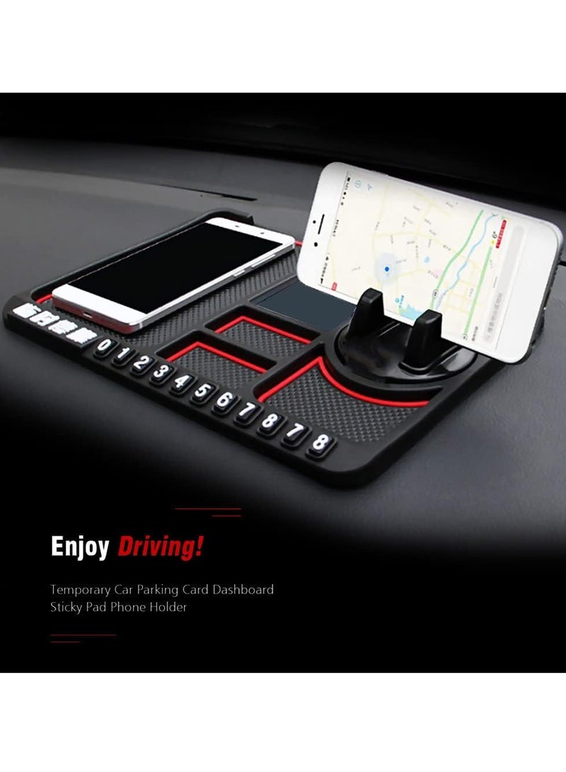 Car Dashboard Phone Mat,Multifunctional Anti Slip Car Dash Mat Temporary Parking Number Sign Panel Storage Pad - Image 3