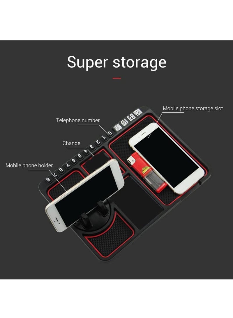 Car Dashboard Phone Mat,Multifunctional Anti Slip Car Dash Mat Temporary Parking Number Sign Panel Storage Pad - Image 4