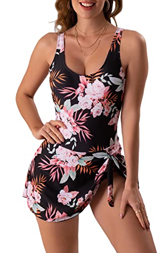 Eomenie One Piece Swimdress Swimsuits for Women Tummy Control Swim Dresses Skirt Bathing Suit - Image 1