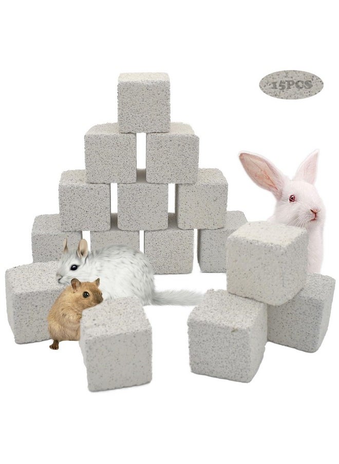 Kathson kathson 15 Pcs Hamster Lava Blocks,Rabbit Chews Toys Chinchilla Teeth Grinding Stones,Natural Mineral Calcium Square Stone for Bunny Hamsters Chinchillas Rabbits Guinea Pig Rat Small Animal  - Image 1