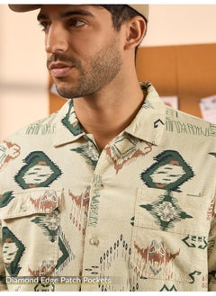 Beyoung Beige and Green Printed Shirt for Men  - Image 5