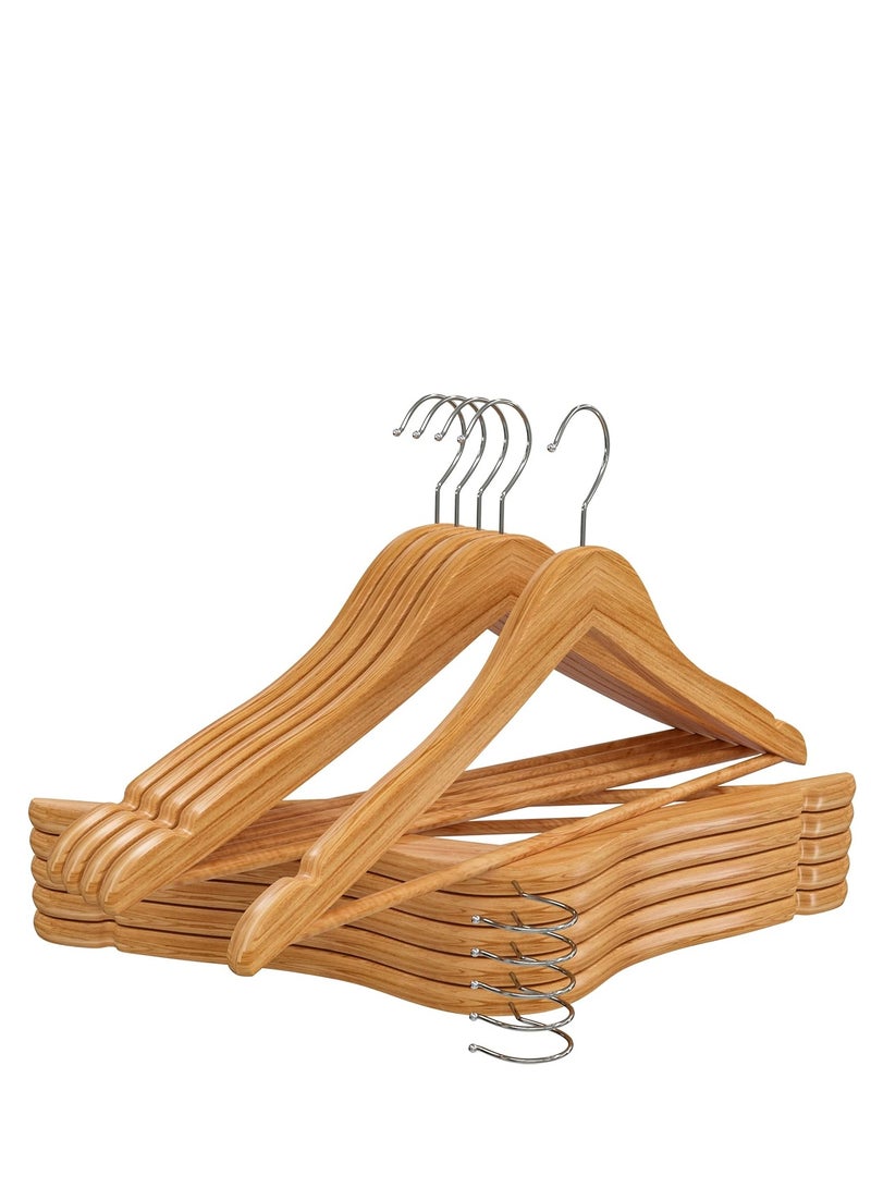 Wooden Hangers 10 Pack Coat Hanger Wood Hangers Premium Suit Hangers for Men Women Heavy Duty Hangers Pants Hanger Set  with 360° Rotatable Hook & Shoulder Grooves  - Image 1