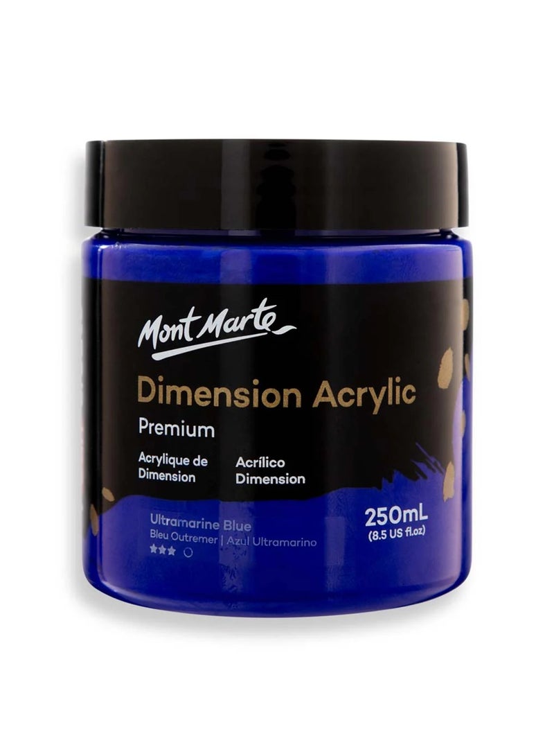 Mont Marte Premium Dimension Acrylic Paint 250ml Content Ultramarine Blue - Image 1