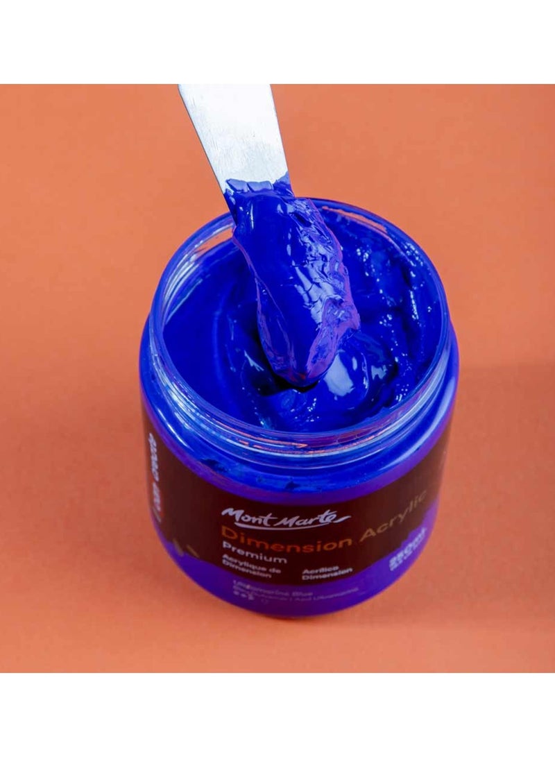 Mont Marte Premium Dimension Acrylic Paint 250ml Content Ultramarine Blue - Image 3