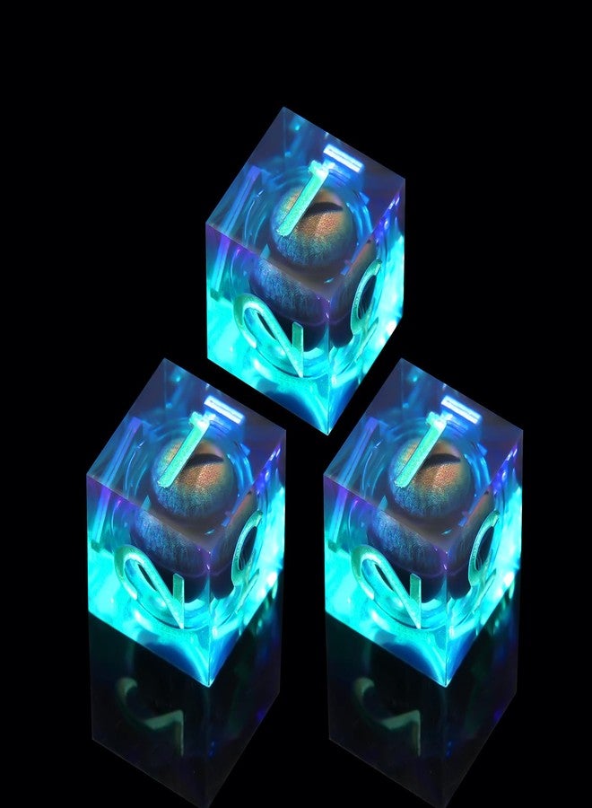 YEMEKO 3Pcs D6 Dargon Eye Liquid Core DND Dice Set with Resin Sharp Edge, 6 Sided Dice 16mm Handmade Polyhedral D&D Dice for Dungeons and Dragons - Image 3