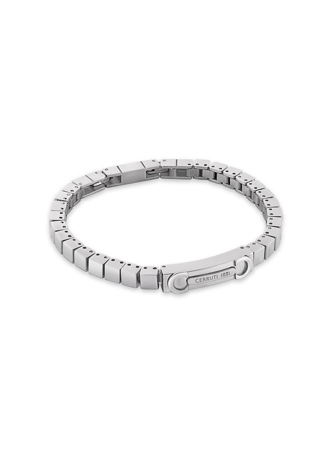CERRUTI 1881 Tito Silver Cube Center Logo Bracelet for Men - Image 1