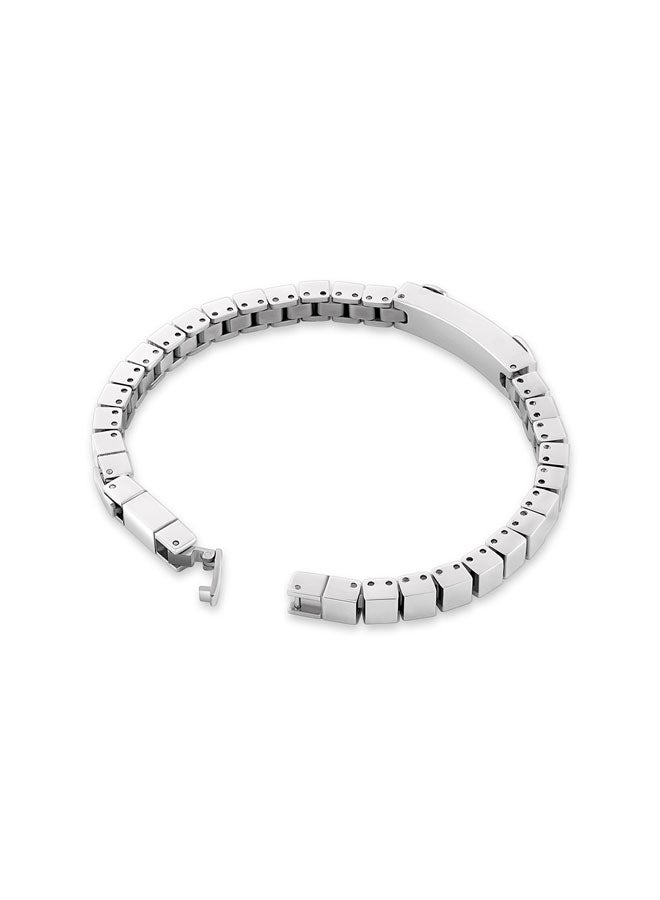 CERRUTI 1881 Tito Silver Cube Center Logo Bracelet for Men - Image 3