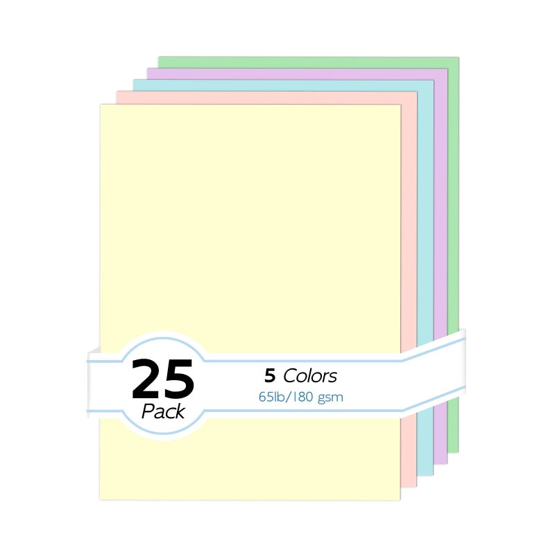 Goefun Colored Card Stock 5 Colors,Goefun 65lb 8.5 x 11 Pastel Construction Paper Assorted Colors Perfect for Crafts, DIY Cards, Scrapbooking - Image 1