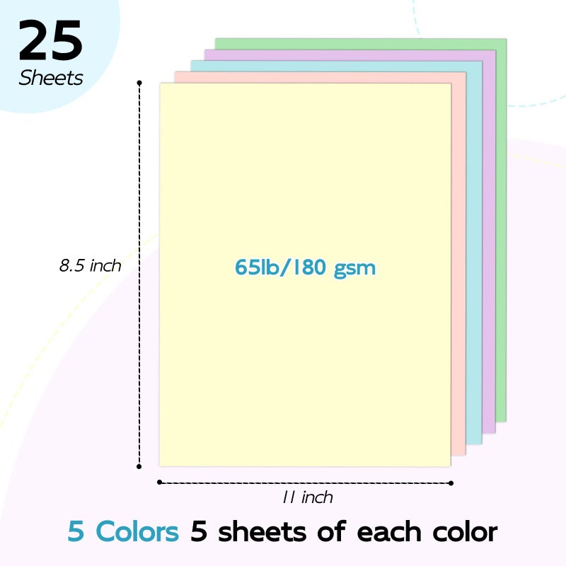 Goefun Colored Card Stock 5 Colors,Goefun 65lb 8.5 x 11 Pastel Construction Paper Assorted Colors Perfect for Crafts, DIY Cards, Scrapbooking - Image 2