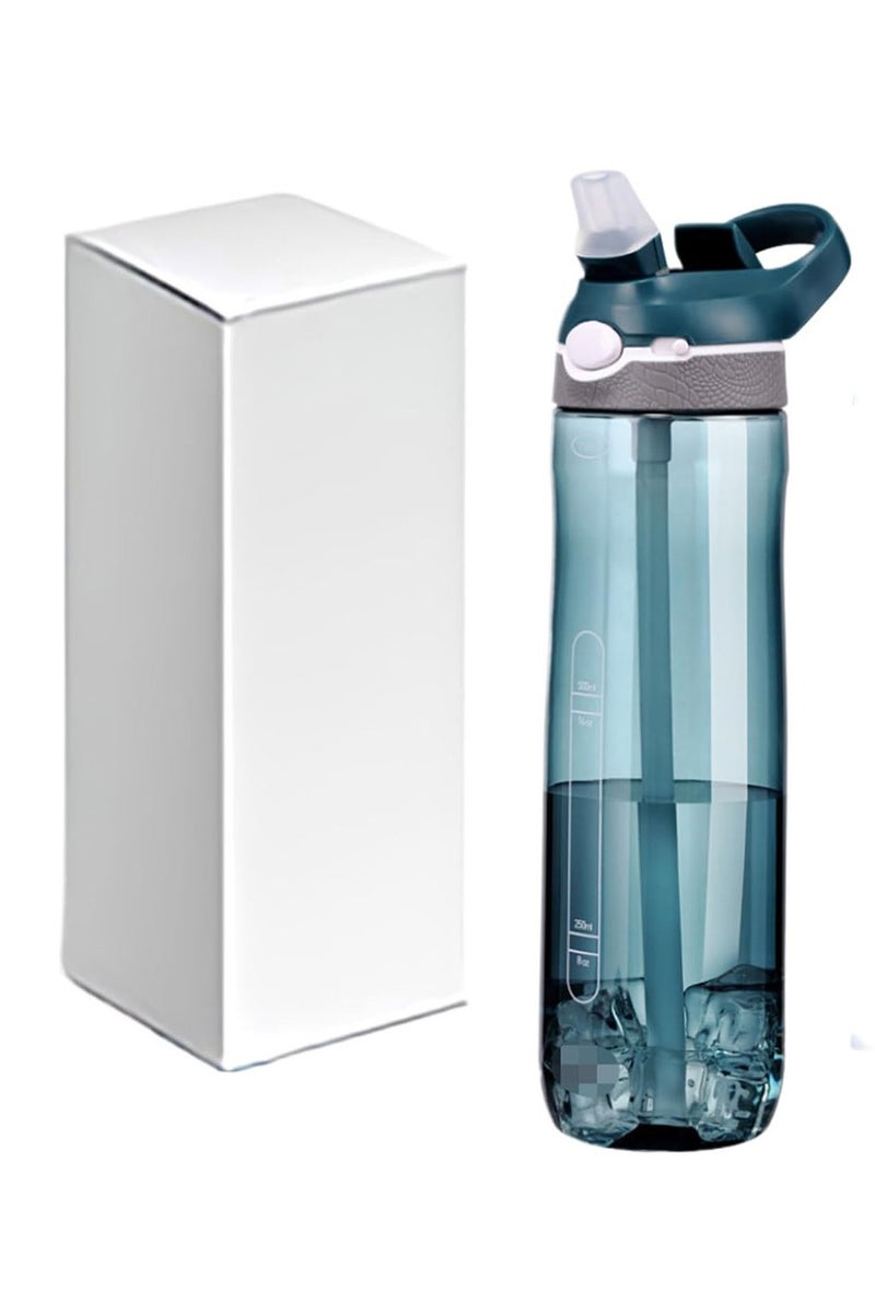 عربست كوب ماء رياضي بمقبض، زجاجة ماء سعة 25 أونصة بمقبض مشبك، زجاجات مياه بغطاء قفل، زجاجة مياه بلاستيكية للسفر، زجاجة مياه مع ماصة، زجاجة مياه رياضية، خضراء - Image 1