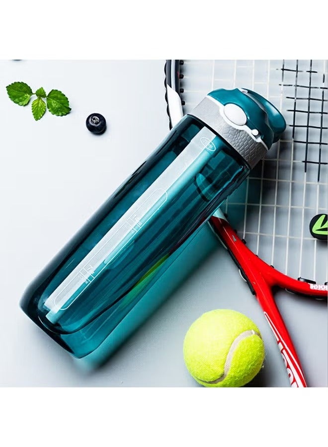 عربست كوب ماء رياضي بمقبض، زجاجة ماء سعة 25 أونصة بمقبض مشبك، زجاجات مياه بغطاء قفل، زجاجة مياه بلاستيكية للسفر، زجاجة مياه مع ماصة، زجاجة مياه رياضية، خضراء - Image 2