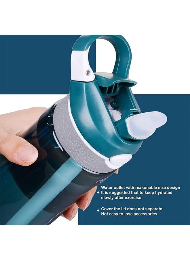 عربست كوب ماء رياضي بمقبض، زجاجة ماء سعة 25 أونصة بمقبض مشبك، زجاجات مياه بغطاء قفل، زجاجة مياه بلاستيكية للسفر، زجاجة مياه مع ماصة، زجاجة مياه رياضية، خضراء - Image 5