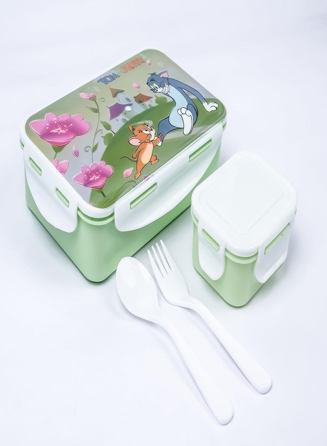 OMORTEX School Cartoon Lunch Box with Small Contianer & Spoon-Fork (Pack of 2, Multicolor) - Image 4
