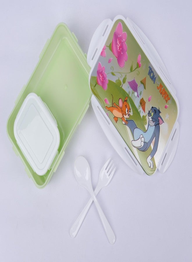 OMORTEX School Cartoon Lunch Box with Small Contianer & Spoon-Fork (Pack of 2, Multicolor) - Image 3
