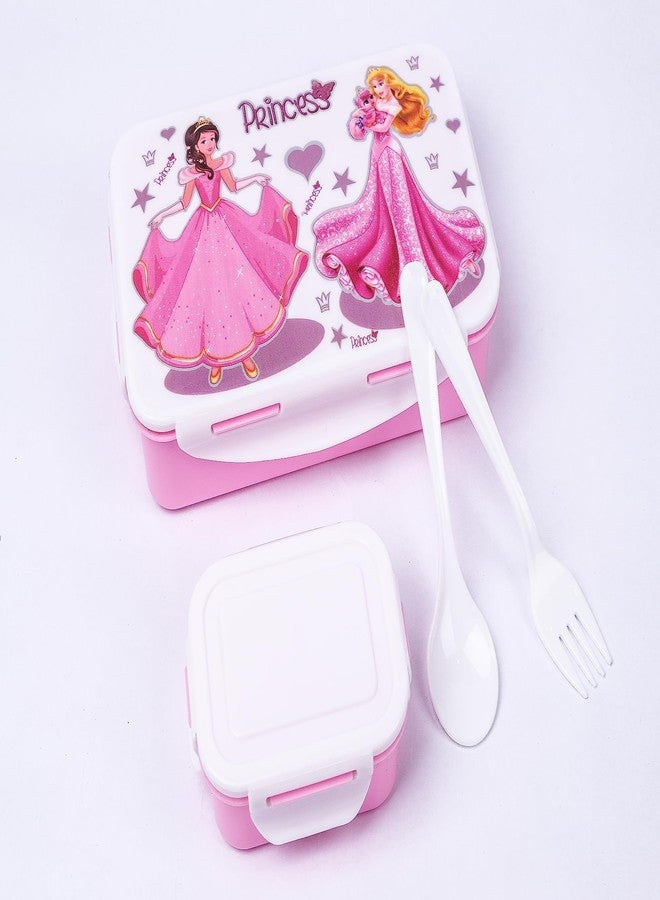 OMORTEX School Cartoon Lunch Box with Small Contianer & Spoon-Fork (Pack of 2, Multicolor) - Image 2