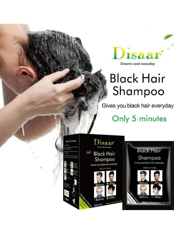 Disaar Black Hair Dye Shampoo Sachet Pack of 10pcs  - Image 1