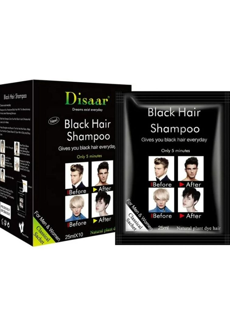 Disaar Black Hair Dye Shampoo Sachet Pack of 10pcs  - Image 2