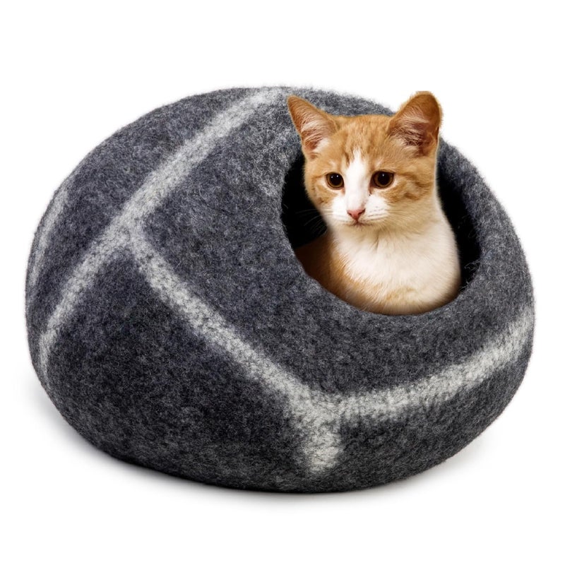 Woolygon Luxurious Eco-Friendly Merino Wool Cat Cave Bed - Foldable Hideaway Pod for Indoor Cats - Premium Felt Kitten Beds - Covered Cat House for Ultimate Cozy Comfort by Woolygon - Image 1
