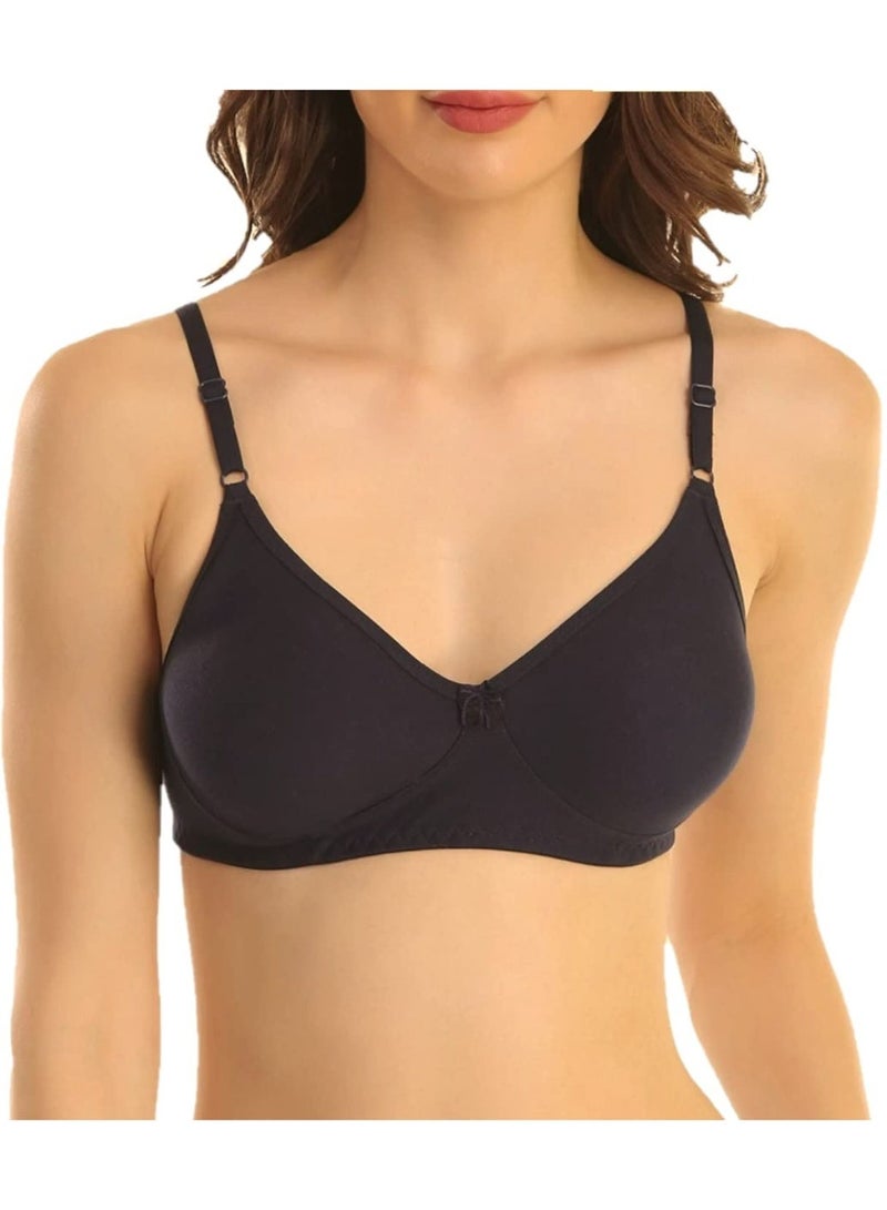 Love Bell Women's Bra - Premium Cotton, Extreme Comfor,t Non-Padded, Double Layered Moulded 16 Hour T-shirt Bras (b, Basic Black, 70B) - Image 1