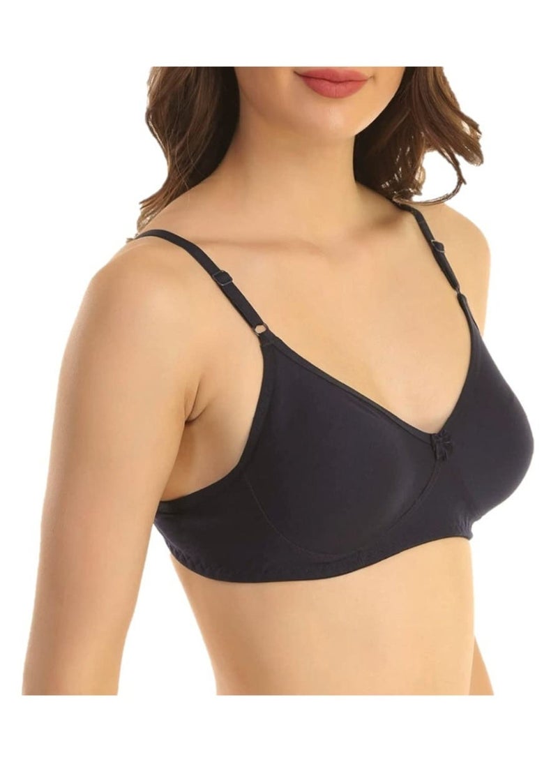 Love Bell Women's Bra - Premium Cotton, Extreme Comfor,t Non-Padded, Double Layered Moulded 16 Hour T-shirt Bras (b, Basic Black, 70B) - Image 4