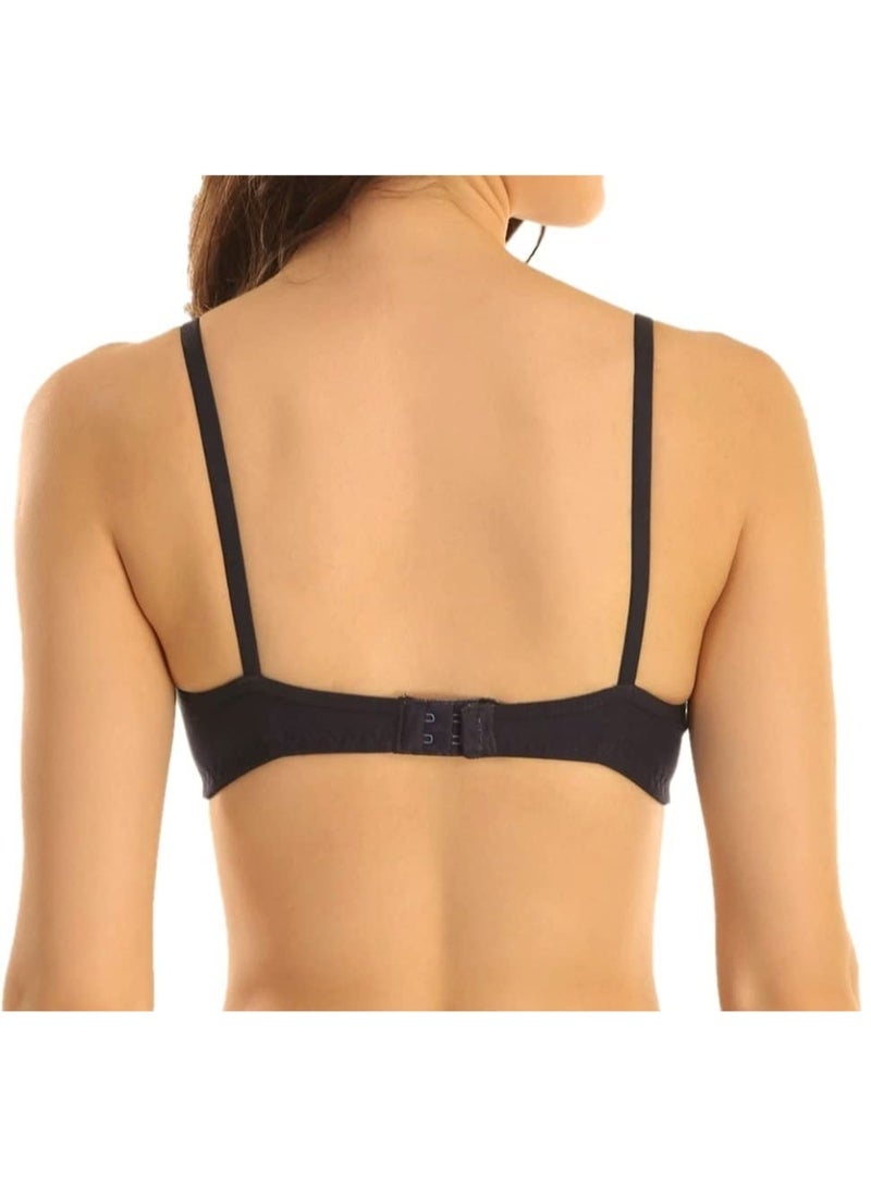 Love Bell Women's Bra - Premium Cotton, Extreme Comfor,t Non-Padded, Double Layered Moulded 16 Hour T-shirt Bras (b, Basic Black, 70B) - Image 3