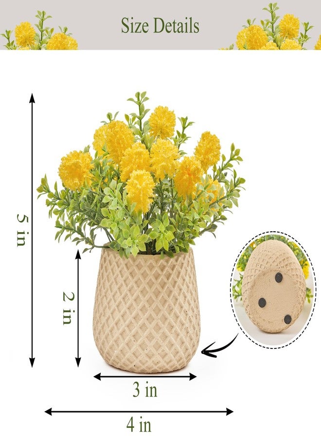 Fuxdre Fake Plants Small with 2 Pack, The Goleden Ball Flower for Bathroom Shelf Decor, Decorative Plants for Home Living Room Office Bedroom Table Tray Shelve Farmhouse Decor Indoor(Yellow) - Image 2