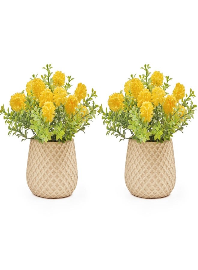 Fuxdre Fake Plants Small with 2 Pack, The Goleden Ball Flower for Bathroom Shelf Decor, Decorative Plants for Home Living Room Office Bedroom Table Tray Shelve Farmhouse Decor Indoor(Yellow) - Image 1