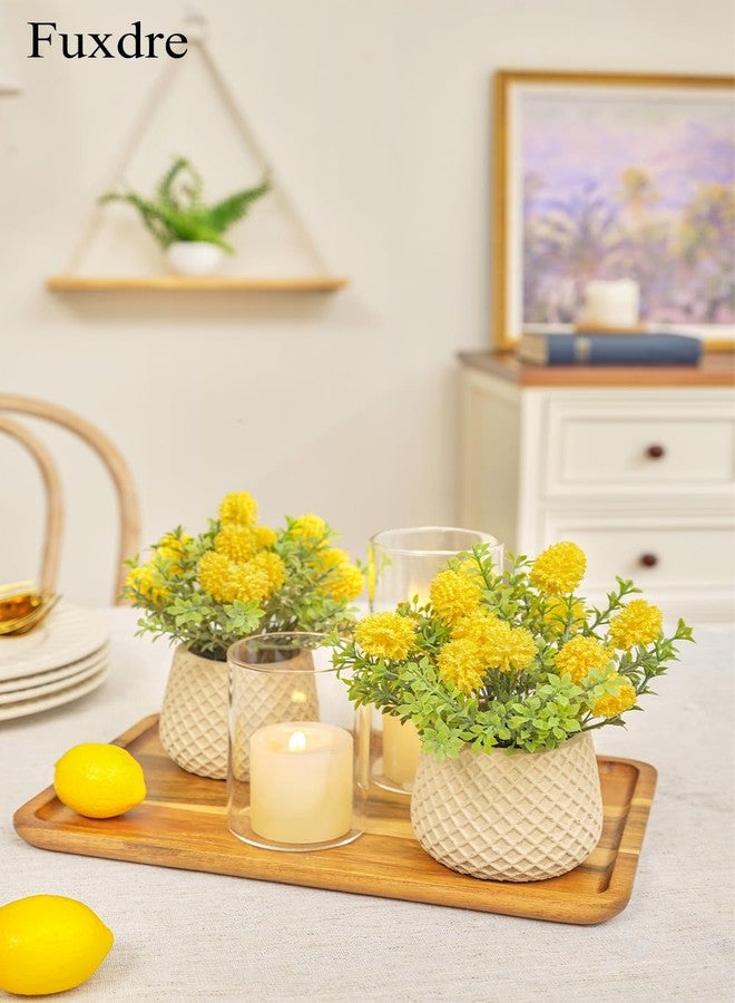 Fuxdre Fake Plants Small with 2 Pack, The Goleden Ball Flower for Bathroom Shelf Decor, Decorative Plants for Home Living Room Office Bedroom Table Tray Shelve Farmhouse Decor Indoor(Yellow) - Image 3