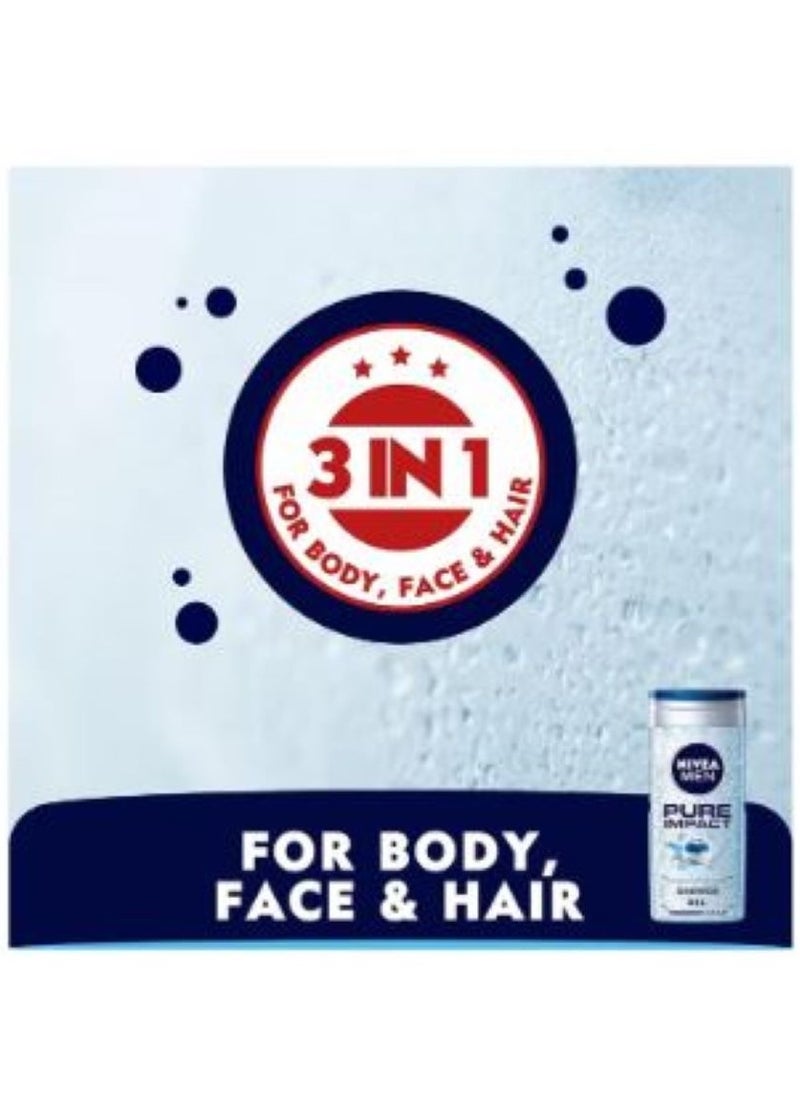 Nivea Shower gel for men, Pure Impact by Nivea, 250 ml  - Image 3