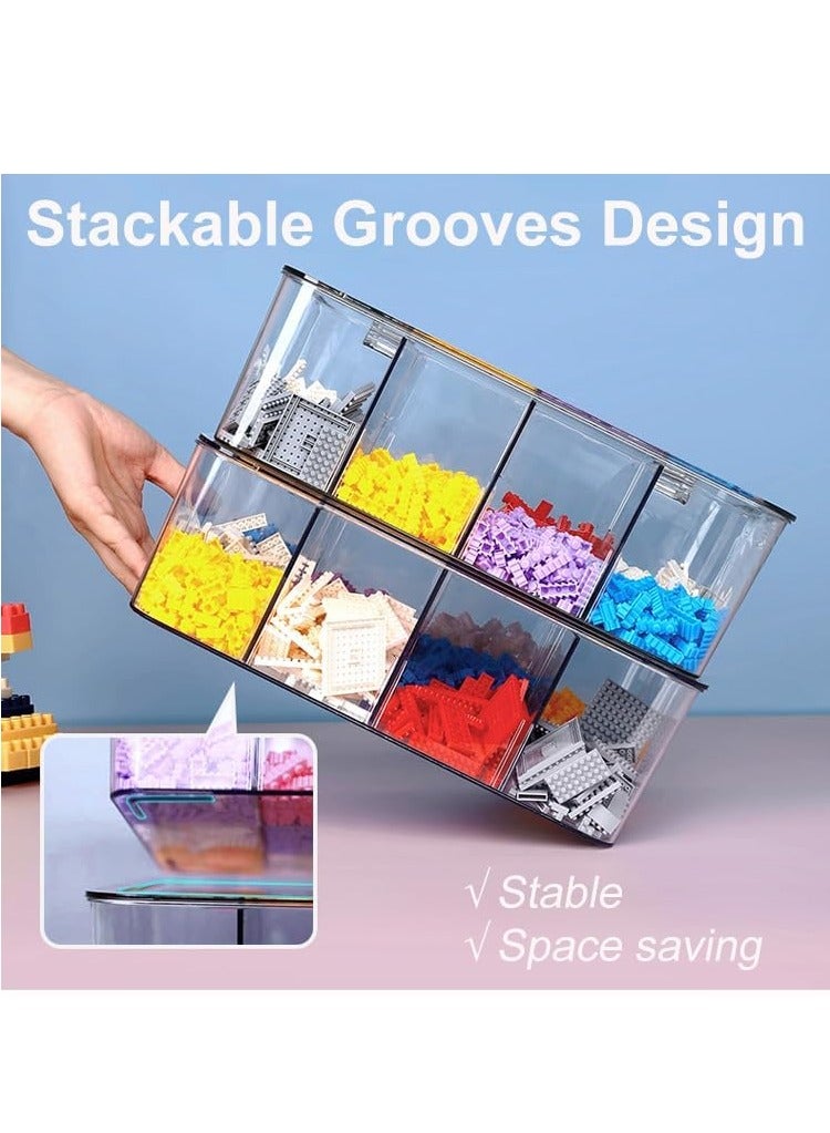 DUNISO Clear Tea Bag Divided Storage Organizer, Tea Bag Holder Container Box With Lid, Suitable for Cabinet, Countertop, Hold Coffee Pods, Seasoning Packets, Condiments, 8 Sections (Transparent)  - Image 3