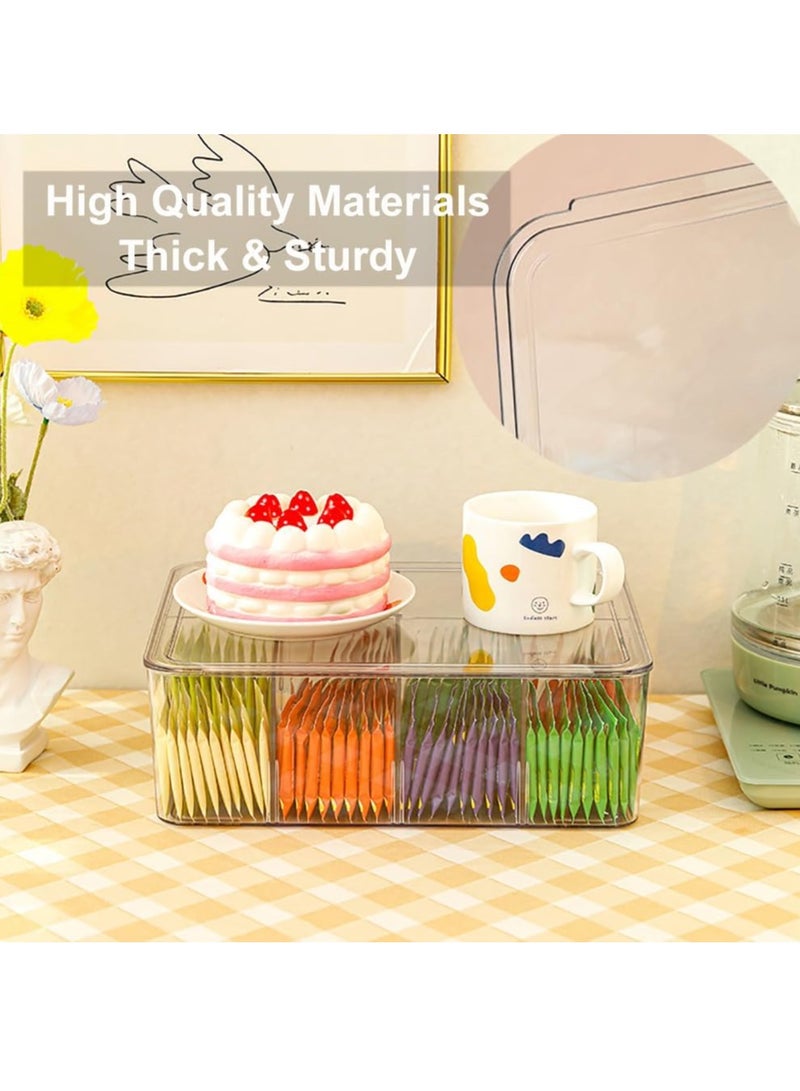 DUNISO Clear Tea Bag Divided Storage Organizer, Tea Bag Holder Container Box With Lid, Suitable for Cabinet, Countertop, Hold Coffee Pods, Seasoning Packets, Condiments, 8 Sections (Transparent)  - Image 4