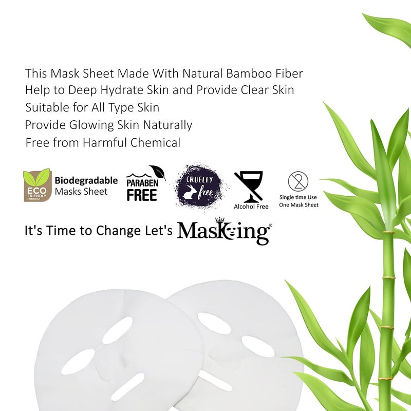 MasKing Bamboo Facial Sheet Mask of Strawberry Saffron Algae Watermelon Tea Tree Ideal for Women Men 100ml Combo Pack of 5 - Image 2
