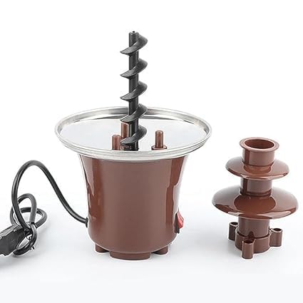 PRISO PRISO Electirc Mini Chocolate Fondue Fountain Machine Easy To Assemble 3 Tiers Creative Design With Heating Machine For Household Birthday Party Home resturant brown Color  - Image 4