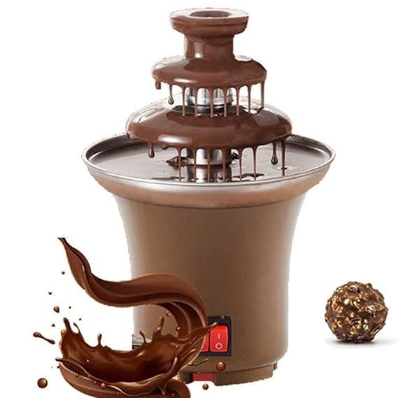 PRISO PRISO Electirc Mini Chocolate Fondue Fountain Machine Easy To Assemble 3 Tiers Creative Design With Heating Machine For Household Birthday Party Home resturant brown Color  - Image 1