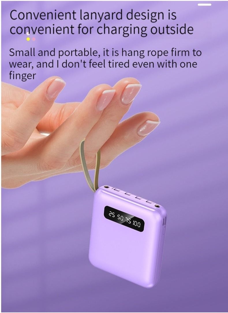 Generic - Large-capacity portable digital display charging treasure comes with a charging line 10000 mm mobile phone tablet universal mini mobile power digital display large screen purple - Image 1