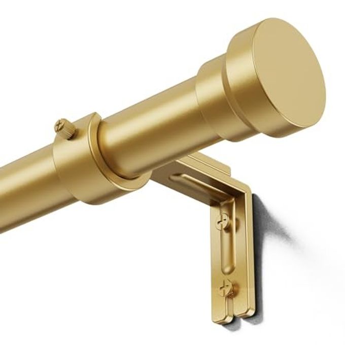 YaFex Curtain Rods 32-144 Inch, Heavy Duty 1 Inch Adjustable Curtain Rod for Windows, Gold Extra Long Window Treatment Rods, Modern Design, Easy Installation - Image 4