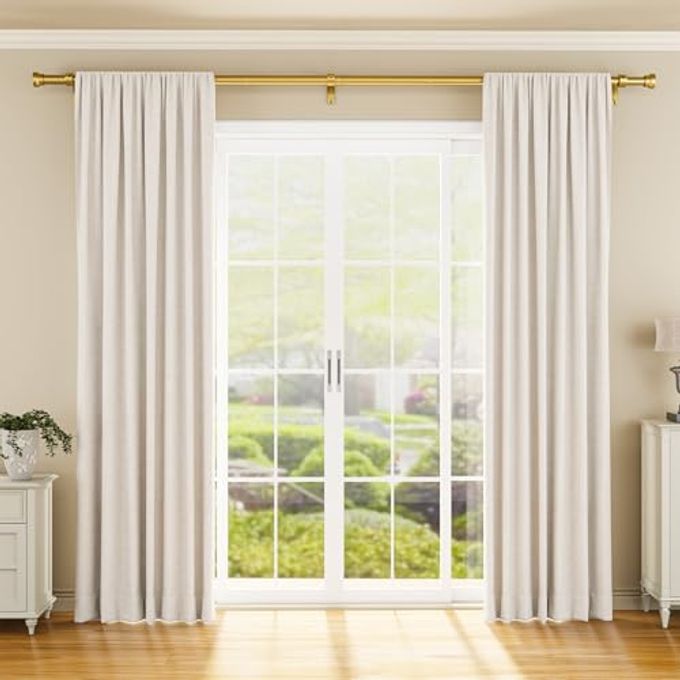 YaFex Curtain Rods 32-144 Inch, Heavy Duty 1 Inch Adjustable Curtain Rod for Windows, Gold Extra Long Window Treatment Rods, Modern Design, Easy Installation - Image 5